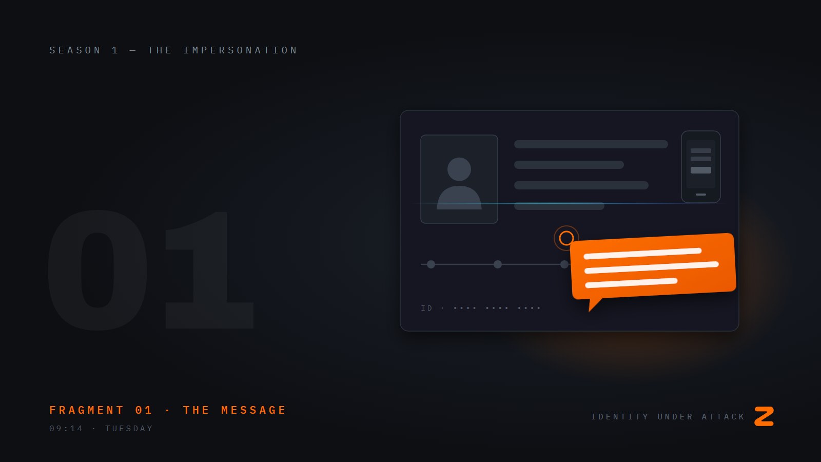 Identity Under Attack, episode 1: The Message From Nina. Fragment 01, the message.