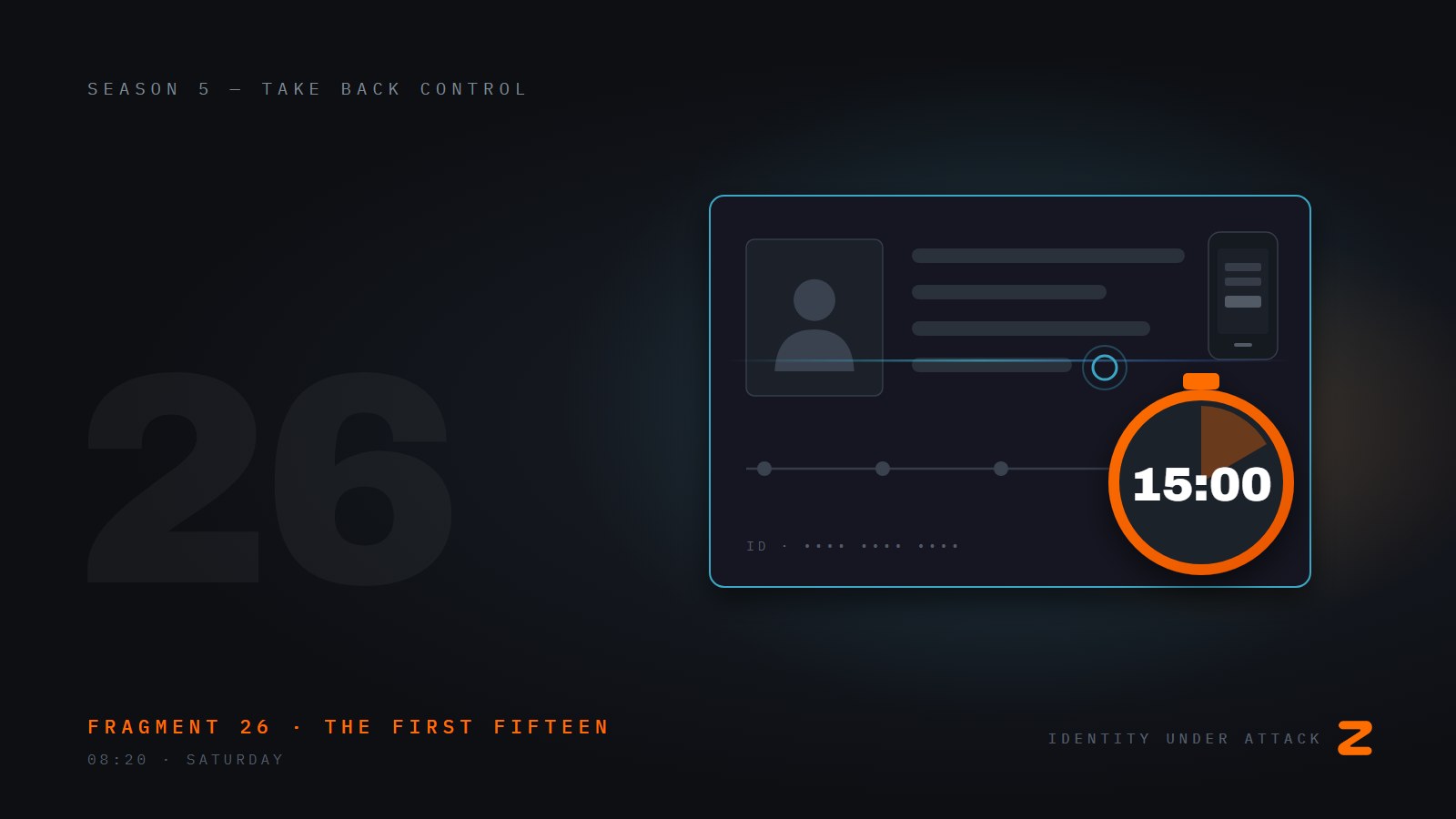 Identity Under Attack, episode 26: The First Fifteen Minutes. Fragment 26, the first fifteen.