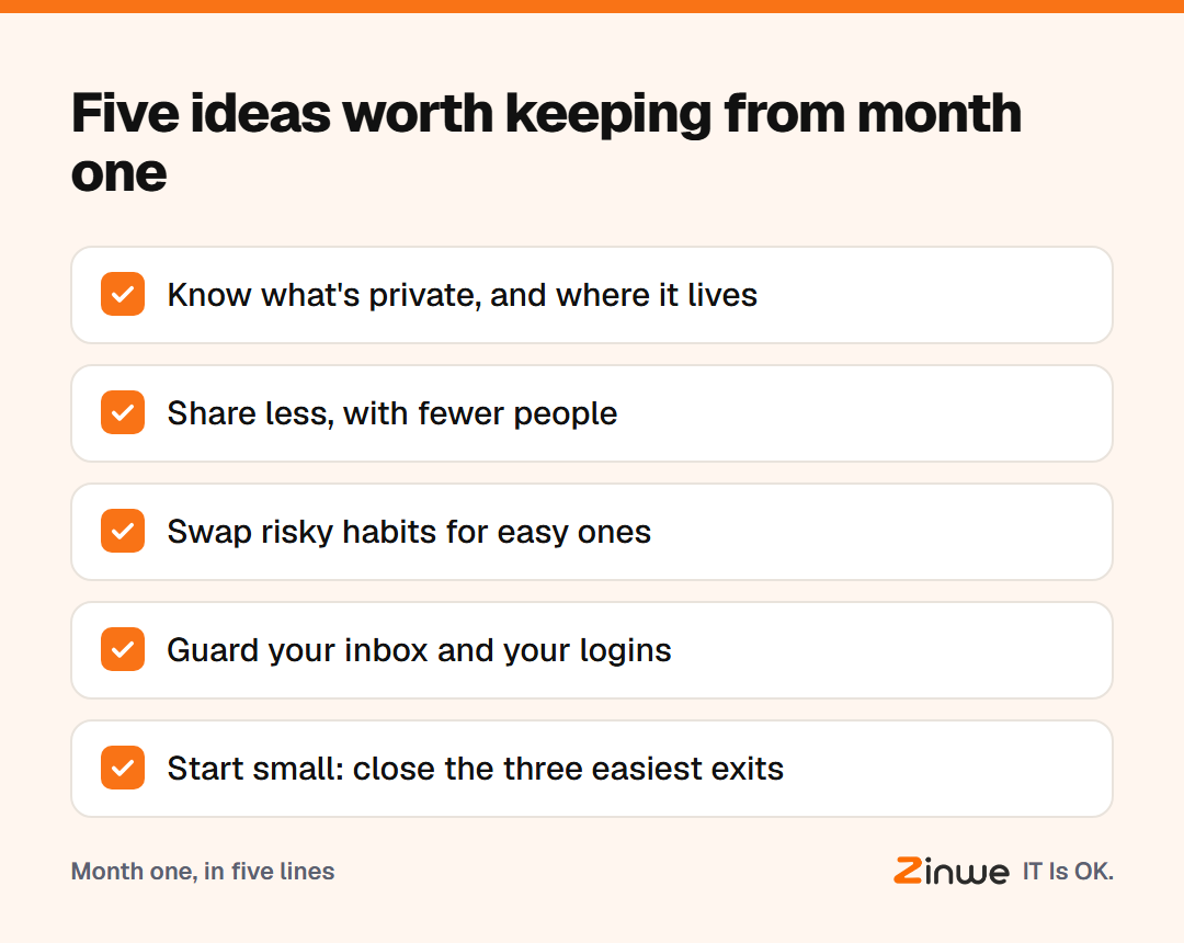 Five ideas to protect business information, from knowing what is private to starting small