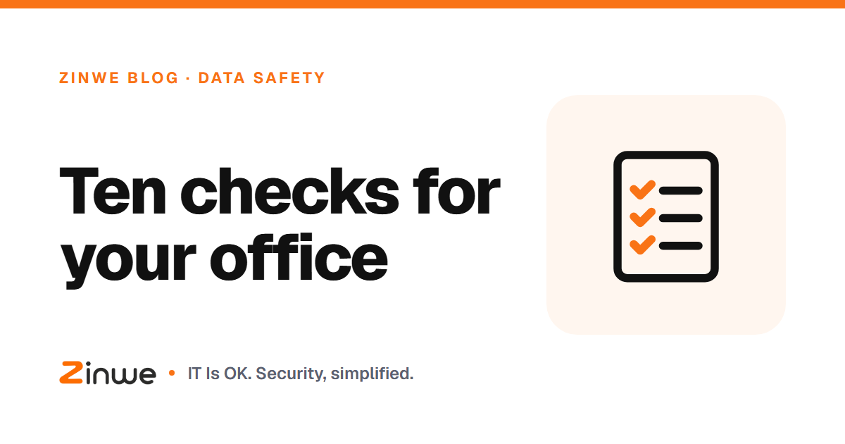 Banner reading 'Ten checks for your office' with a checklist