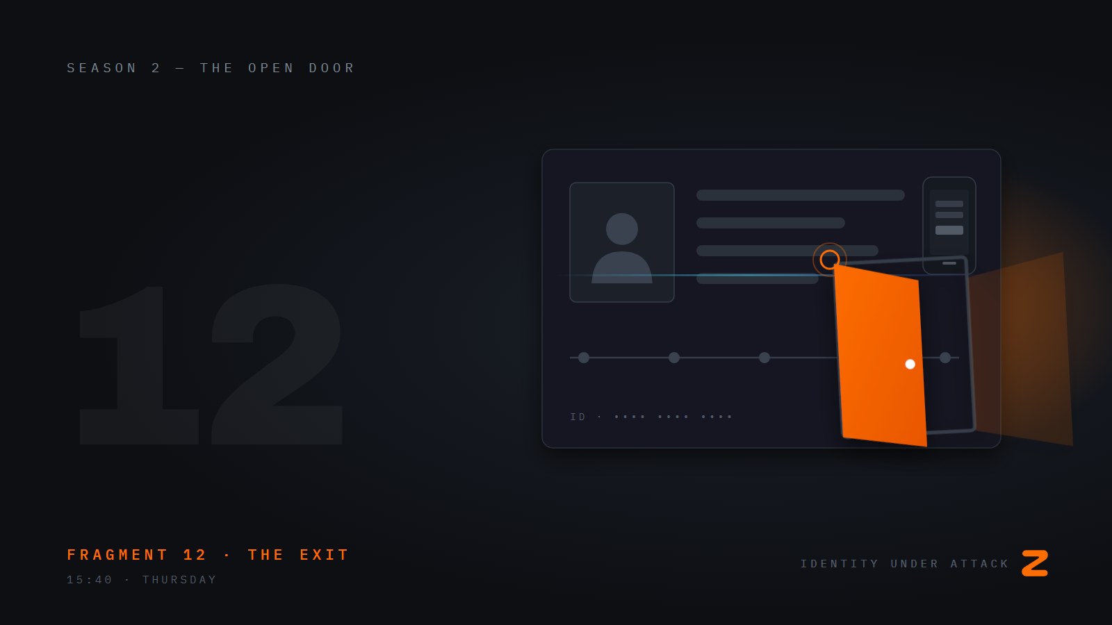 Identity Under Attack, episode 12: The Exit That Was Never Finished. Fragment 12, the exit.