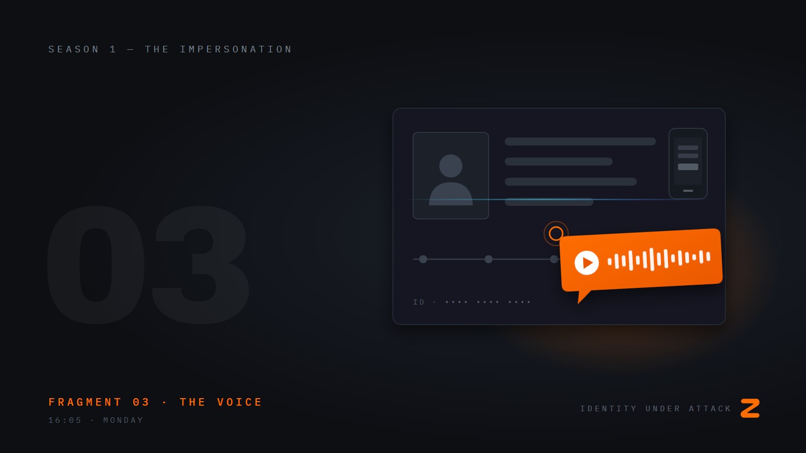 Identity Under Attack, episode 3: The Voice That Sounded Right. Fragment 03, the voice.