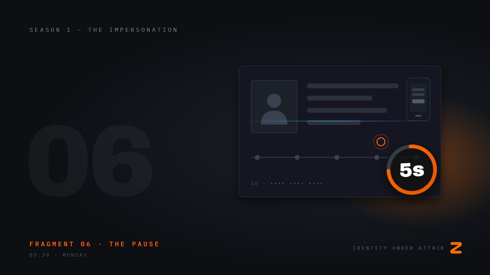 Identity Under Attack, episode 6: The Five-Second Pause. Fragment 06, the pause.