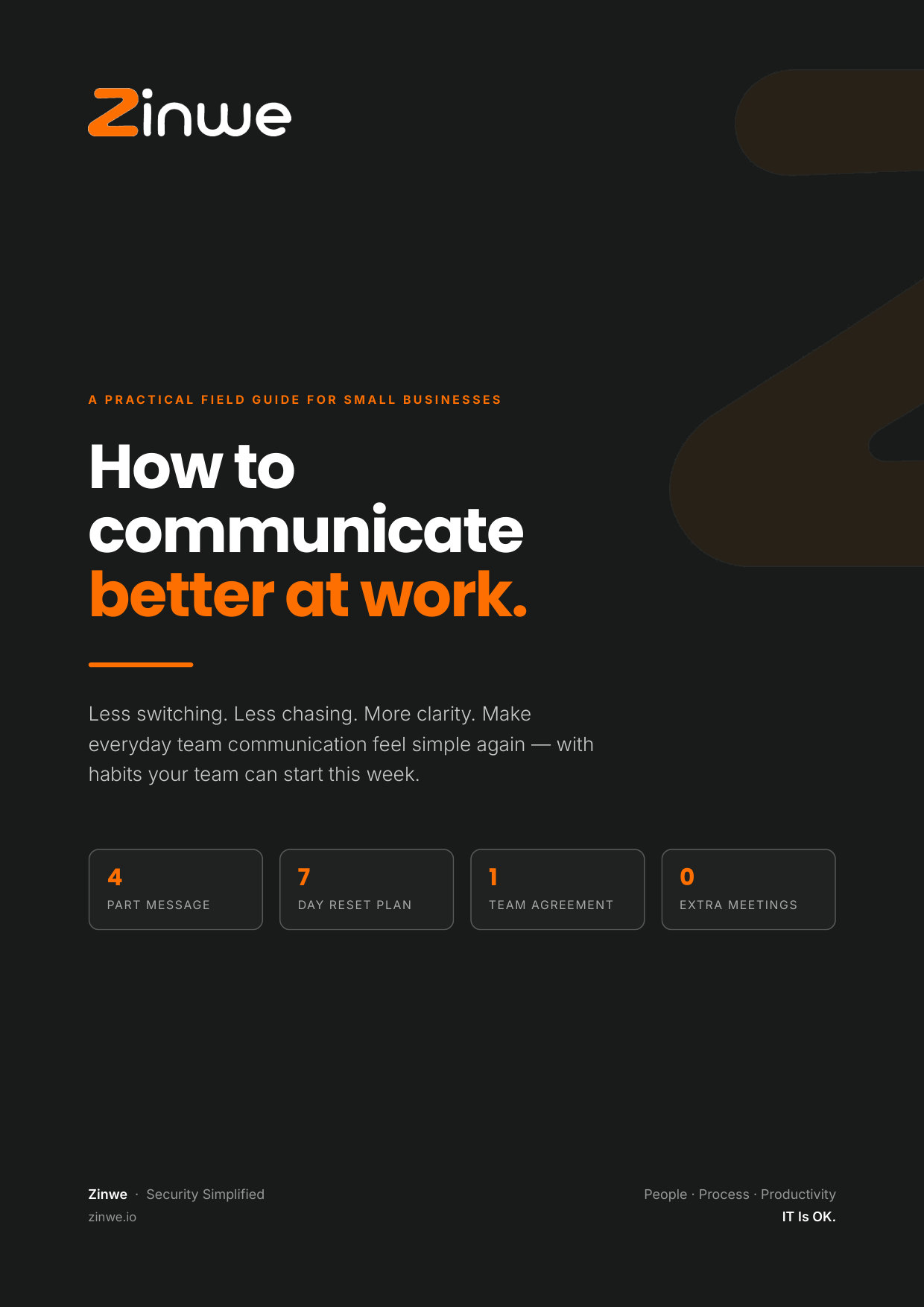 Cover of the free Zinwe guide: How to communicate better at work