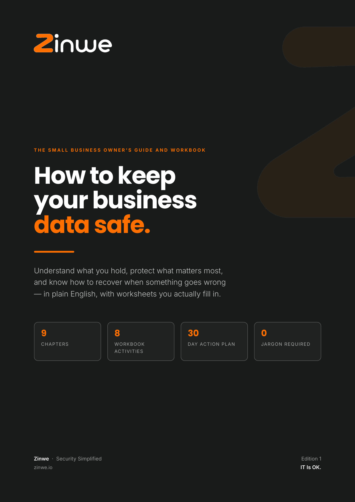 Cover of the free Zinwe guide: How to keep your business data safe